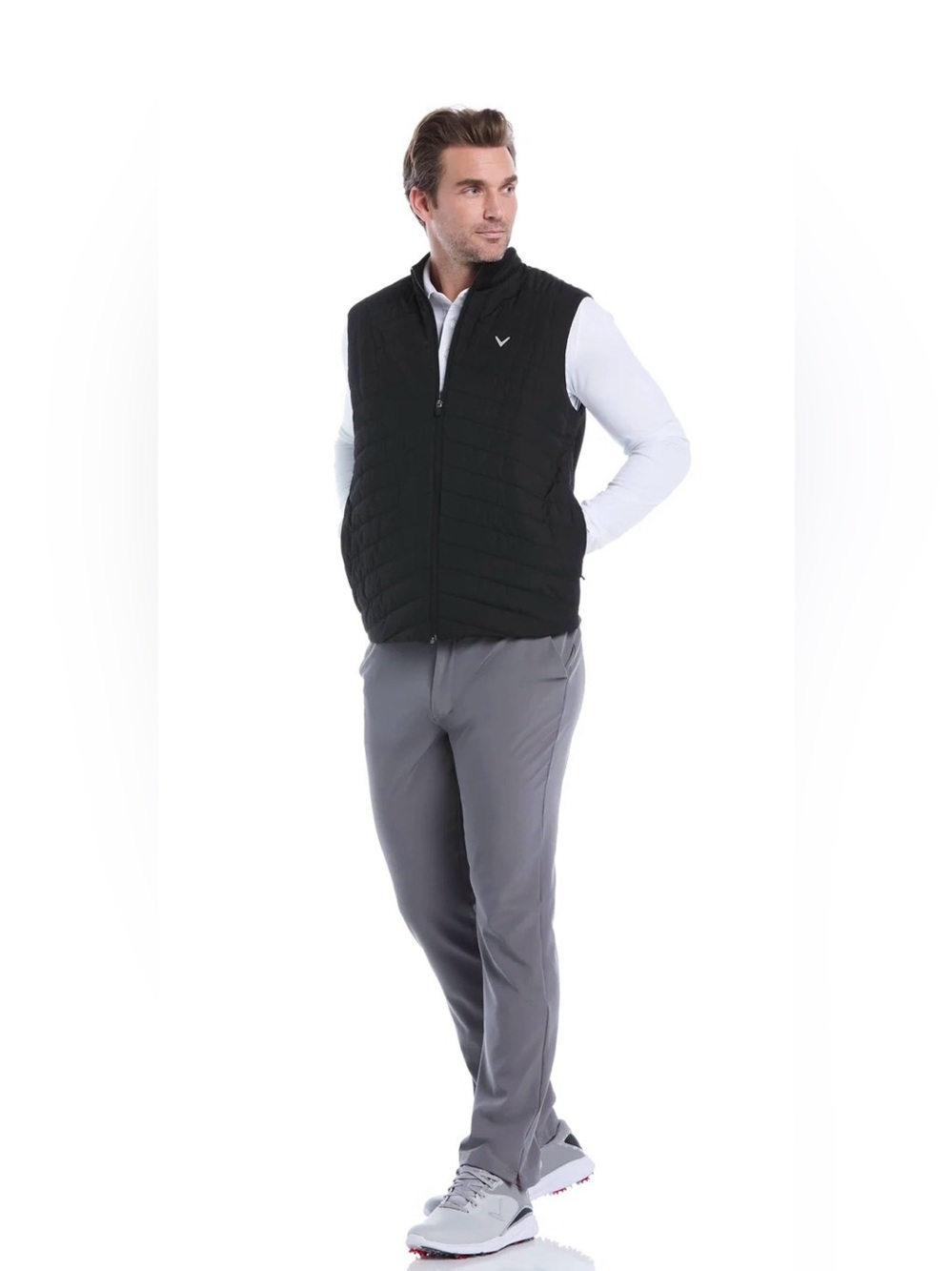 Callaway Black Quilted Zip-Front Men's Golf Vest